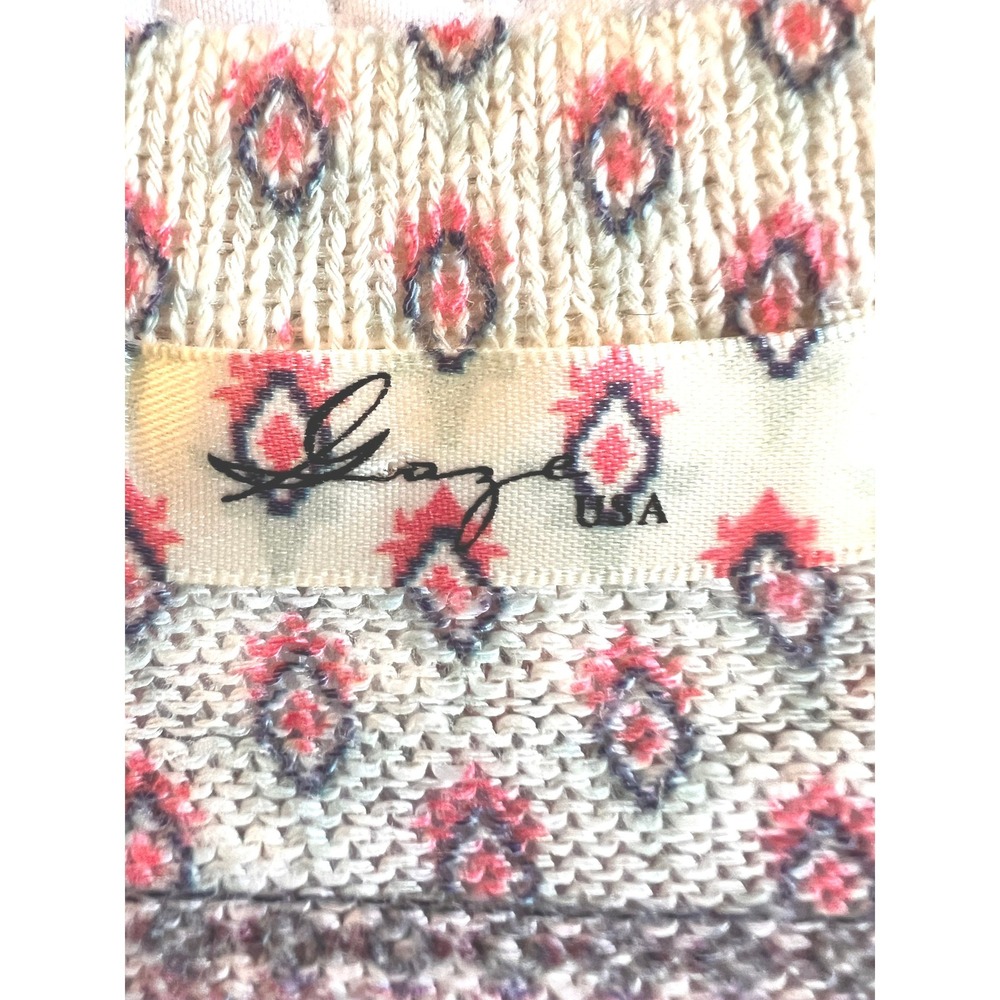 Boho Festival Hippie Elephant Print Knit Top Cap Sleeve Size Medium  by Gaze USA - Picture 6 of 6